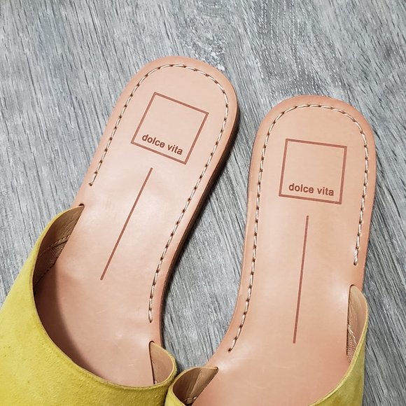 Dolce Vita Yellow Slide Sandals - Picture 8 of 14